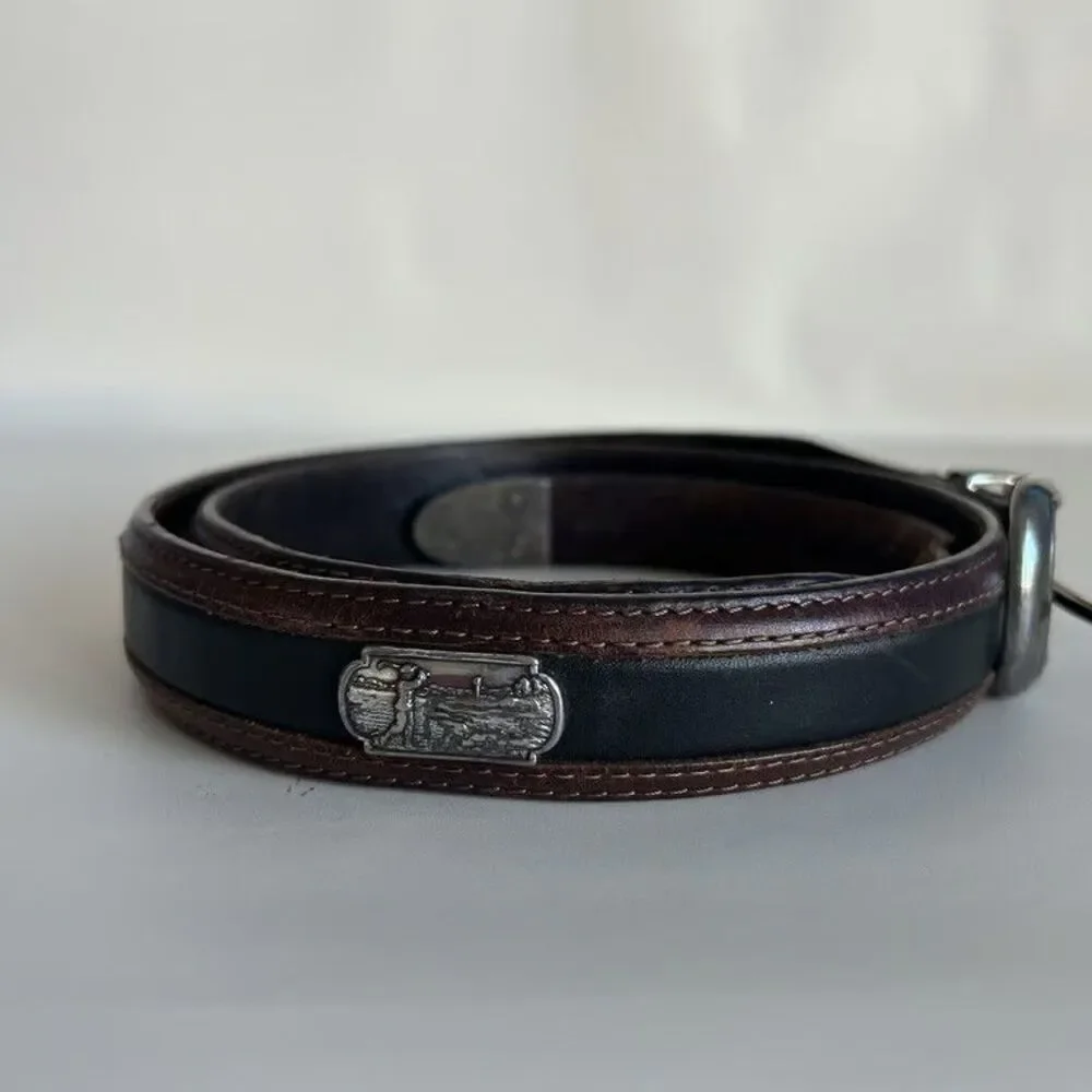 Brighton Onyx Golf Belt Mens Leather Golfer Concho Brown Black Size 38 12000